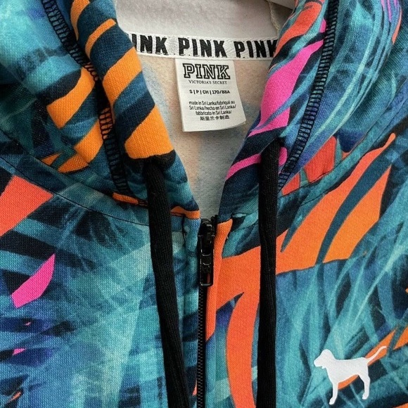 (A4) Victoria’s Secret Tropical print full zip Long-sleeve hooded jacket, Size L - Picture 3 of 9